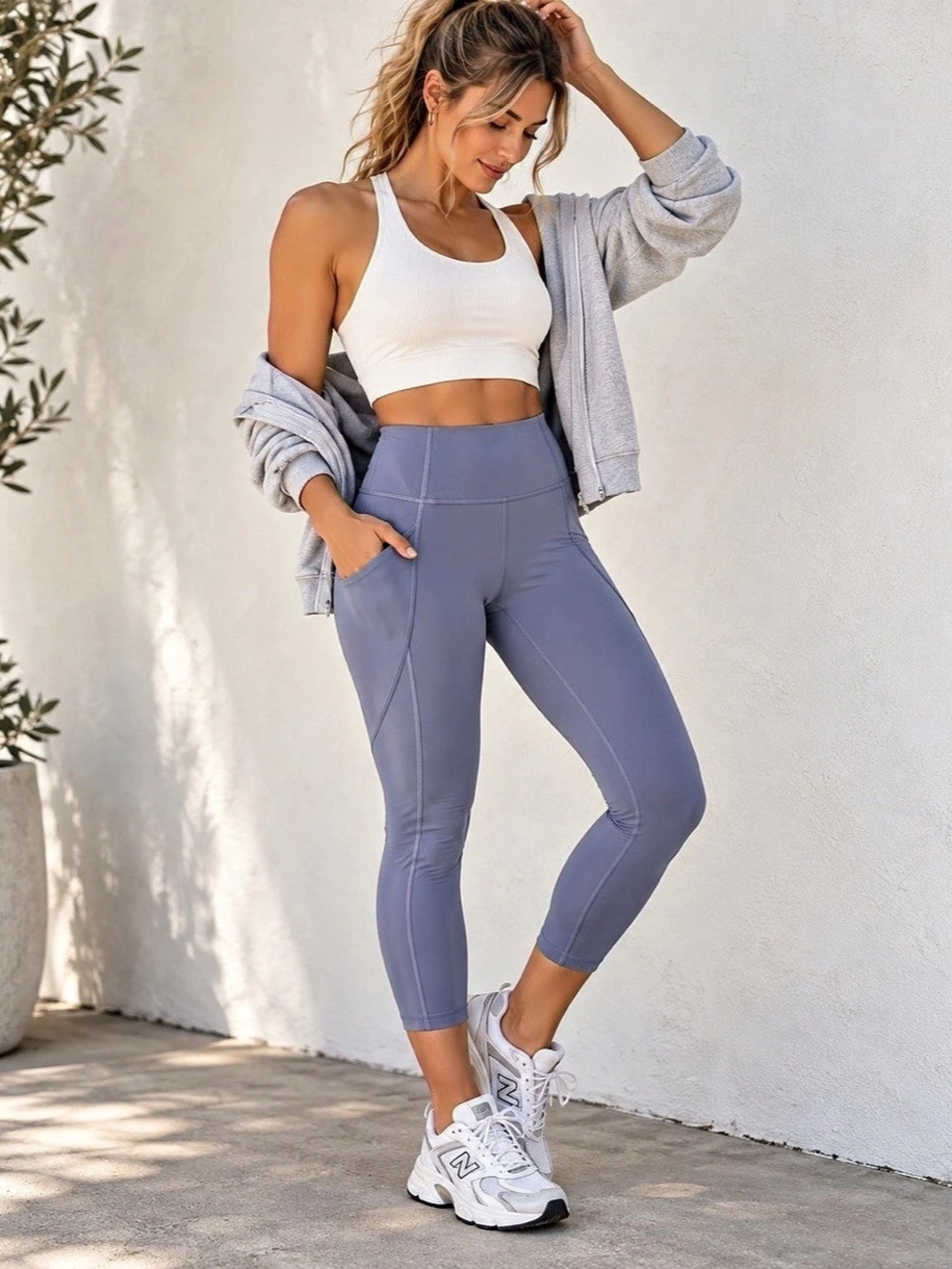 Lululemon Time To Sweat 23” Peri Purple High Rise Pocket Crop Leggings Sz 4